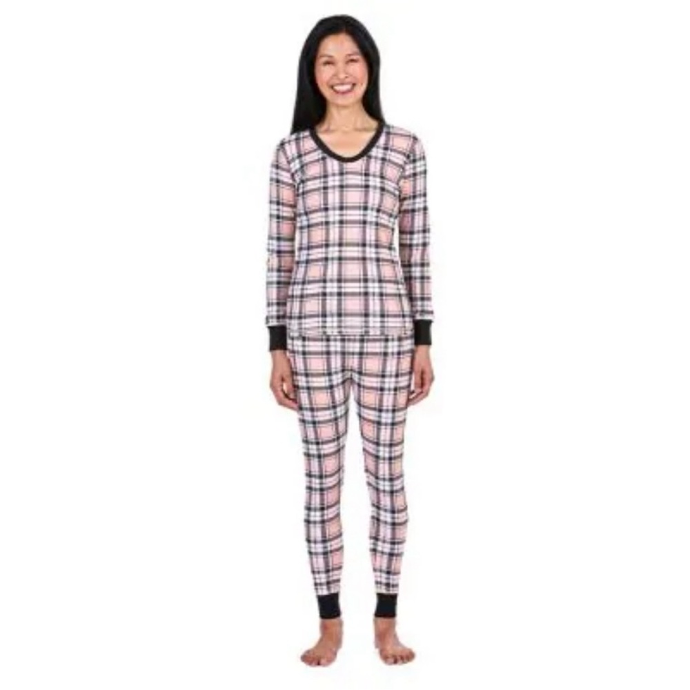 Womens Plaid Pajamas - Pink and Black